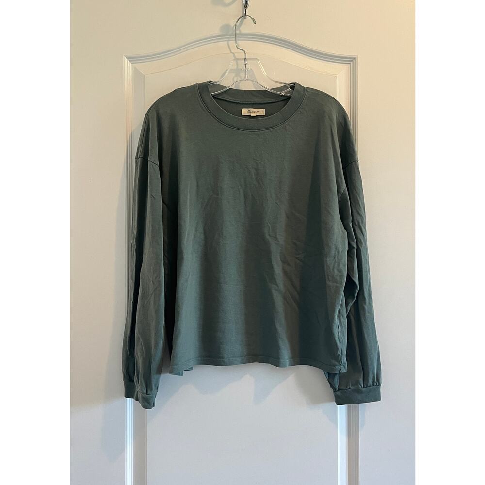 Madewell Crewneck Long-sleeve Cotton Tee in Sage Green - Picture 3 of 7